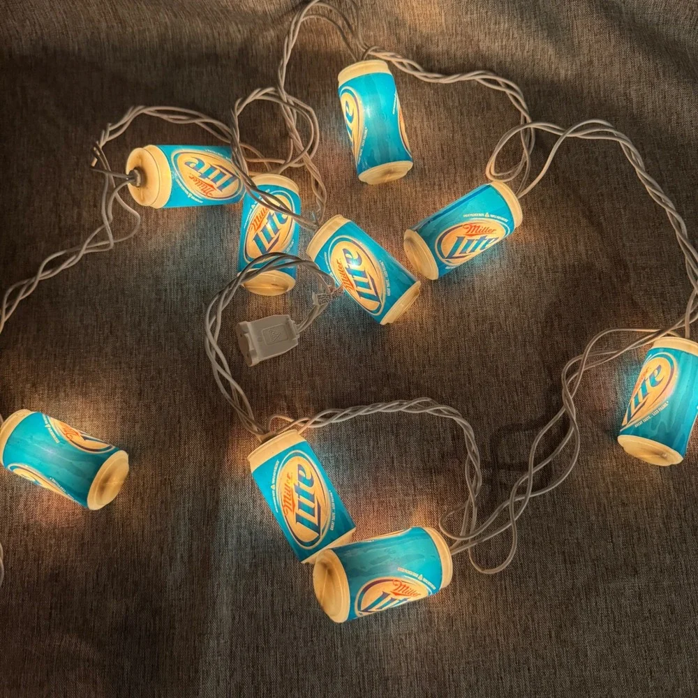 Miller Lite Beer Can String Lights 10 Count Novelty Party Bar Decor Man Cave